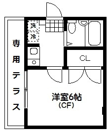 【間取り】 | アーバンコート | セキュリティ面でも安心な1Kです。