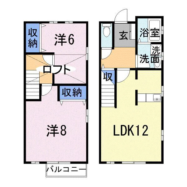 ピュアコートAの間取り|人気のメゾネットタイプ★