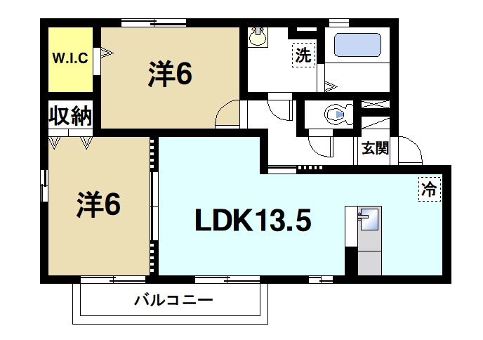 ヒルパストラルⅡの間取り|2LDKのお部屋です