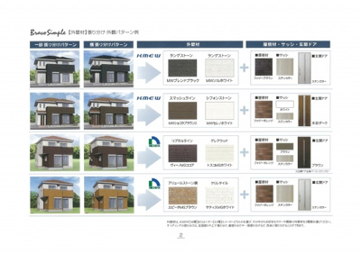 【外観パース】 | さいたま市緑区大間木/新築分譲住宅全3棟 | 外壁材　張り分け・外観パターン例