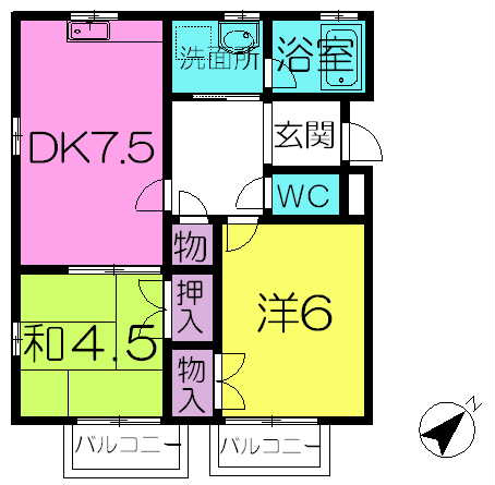 【間取り】 | 学園前サザンコートB