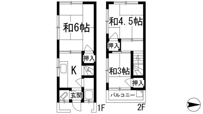 【間取り】 | 小浜3丁目テラスハウス（荻野貸家（連棟））