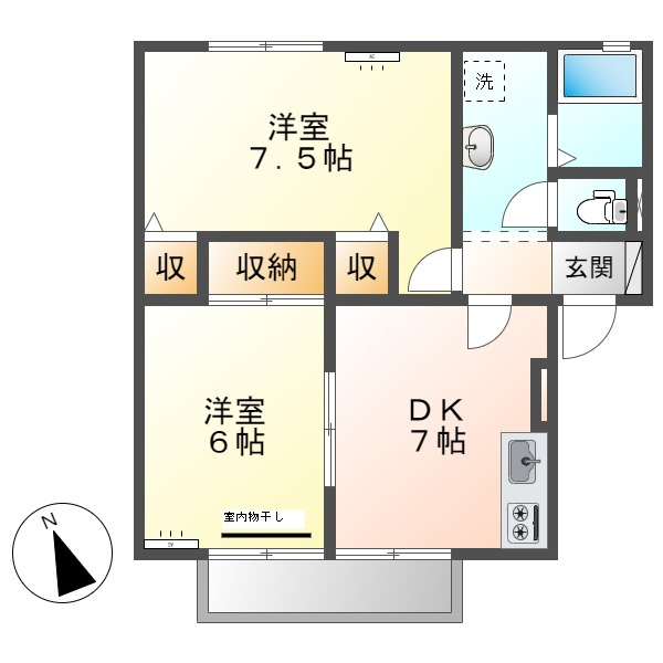 総社市小寺のアパートの間取り