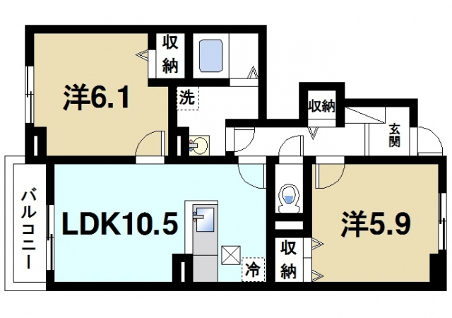 サンリット雅Ⅲの間取り|2LDKの間取りです