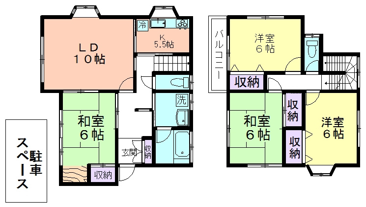 狭山ヶ丘2丁目貸家の間取り|収納豊富で、採光にこだわった廊下
