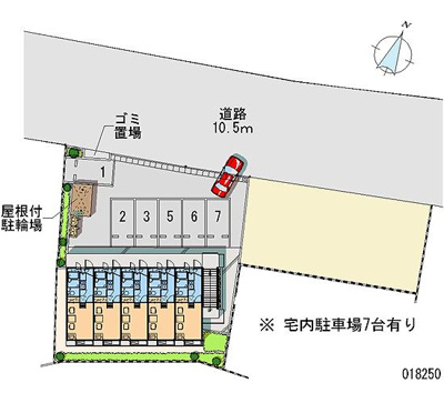 【区画図】 | 大栄 | 敷地内に屋根付き駐輪場、ゴミ置き場あります。
