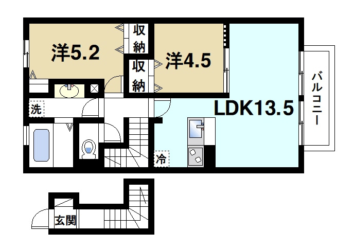 ヴィクトワール（神殿町）の間取り|2LDKの間取りです
