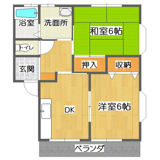 【間取り】 | 小笠原ハイツ　Ａ | 2DK