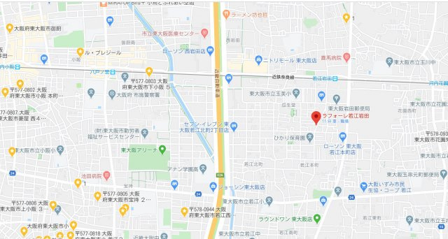 東大阪市岩田町３丁目の賃貸マンションの地図