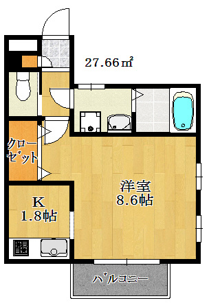 【間取り】 | プリムローズ | キッチンが独立して使いやすいお部屋です