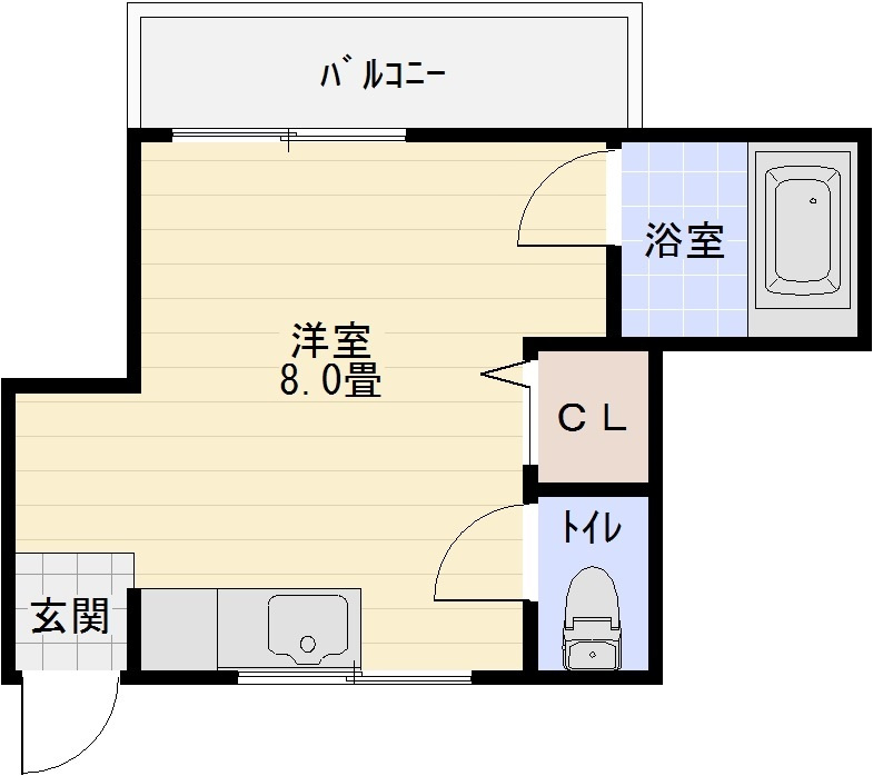 畑本ハイツの間取り|畑本ハイツ　ワンルーム　河内国分駅　大阪教育大前　学生マンション