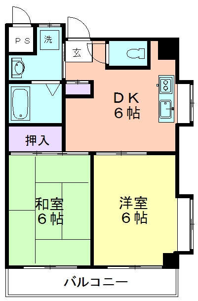 Ｋハイムの間取り|2階・角部屋