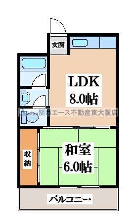【間取り】 | サンハイツ昭和町│瓢箪山駅徒歩４分！独立洗面台付の１ＬＤＫです！│