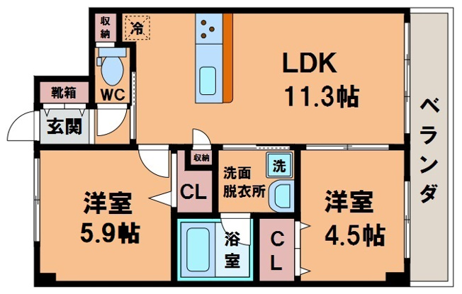 【間取り】 | サンファボーレ北田辺