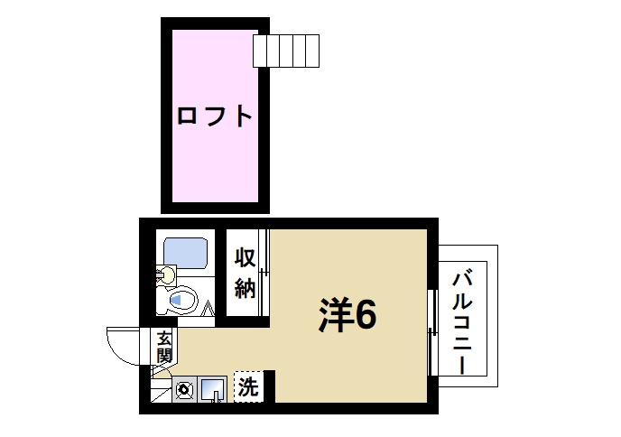 シャンポール 山添の間取り|お一人暮らしにピッタリの1Ｋのお部屋です。