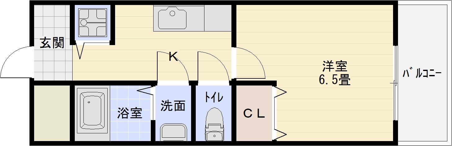 ティグリス枝川の間取り|八尾市　1K