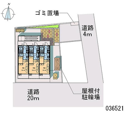 【区画図】 | ヴィラフェリーチェ | 敷地内に屋根付き駐輪場、ゴミ置き場があります。