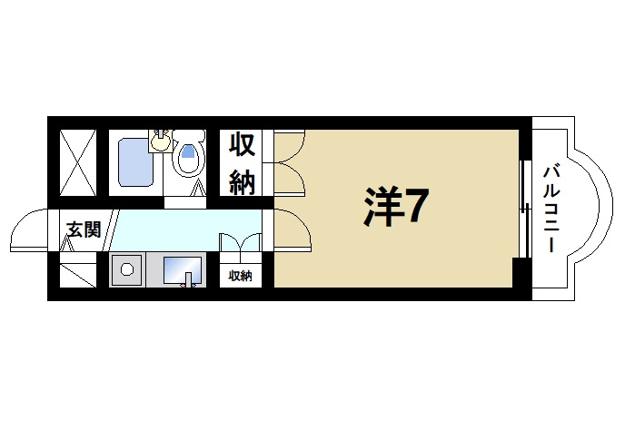 アミティ西大寺Ｐ８の間取り|広めの１ｋ新婚さま、ファミリーさまにお勧めの間取りです。