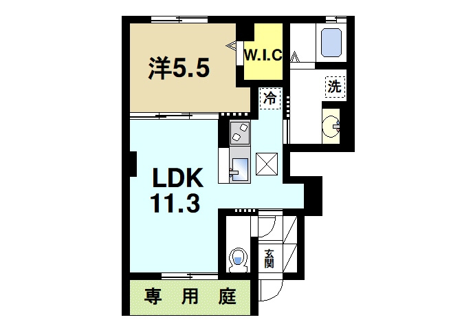 プラムコート大安寺Ａ棟の間取り|1LDKの間取り