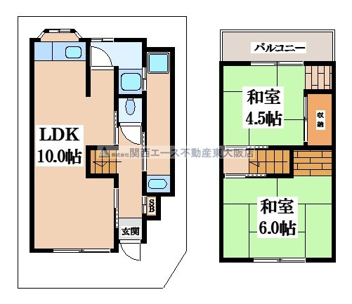 【間取り】 | 東石切町2丁目貸家