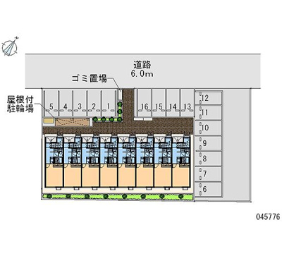 【区画図】 | ブーケ | 敷地内に屋根付き駐輪場、ゴミ置き場あります。