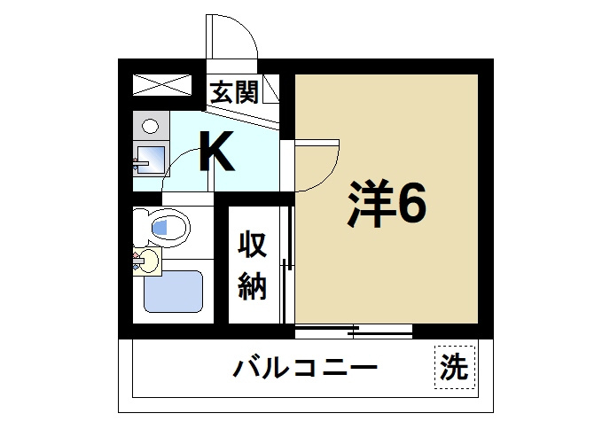 天平ハイツの間取り|日当たり良好な南向きのお部屋です