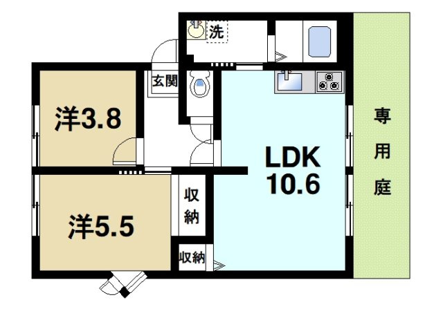 バンブーパインハイツの間取り|2LDK