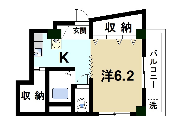 スィートピーの間取り|お一人暮らしにピッタリの1Ｋのお部屋です。