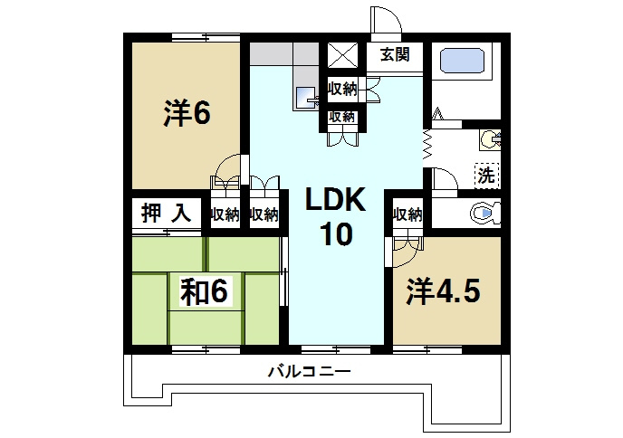 矢追マンションの間取り|3LDKの間取り