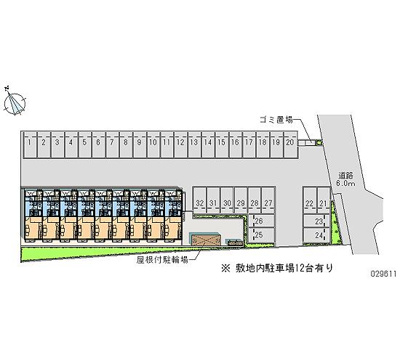 【区画図】 | フルールⅡ | 屋根付き駐輪場あります
