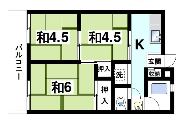 平尾ハイツの間取り|和室のあるお部屋で暮らしませんか