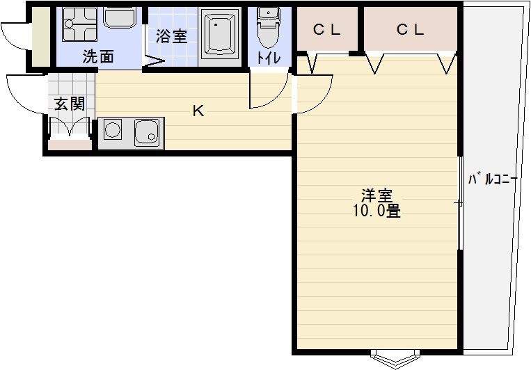 ティーエヌコートの間取り|ティーエヌコート（柏原市　河内国分駅）　1K