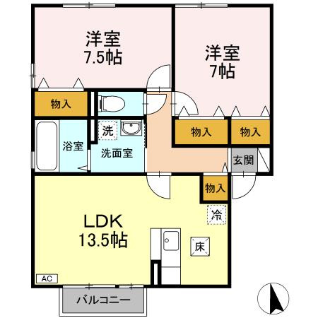 キャトルスクアール本宮の間取り
