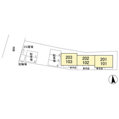 【区画図】 | グレイスフィールド | ☆敷地内に駐輪所とゴミ置き場があります