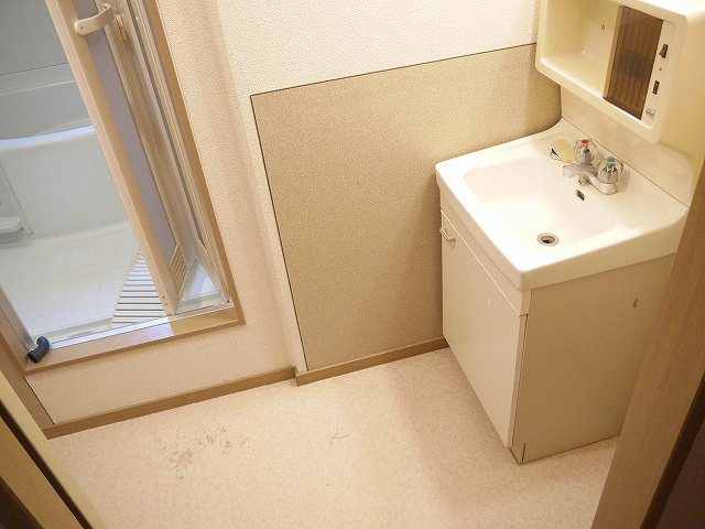 サンビューラ梅美台 Dの洗面所|忙しい朝には欠かせない洗面所です