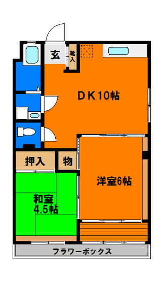 【間取り】 | 千葉ゴールデンマンション | 駅近、２ＤＫ！