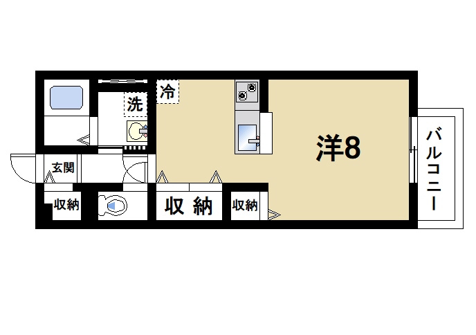 シャルマン（西大寺小坊町）の間取り|収納が充実しており荷物整理もしやすいお部屋です