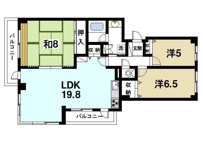 ローレルスクエア登美ヶ丘第1期1番館の間取り|間取りです