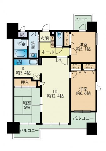 リオグランテージ大濠の間取り|リオグランテージ大濠(3LDK)　間取り