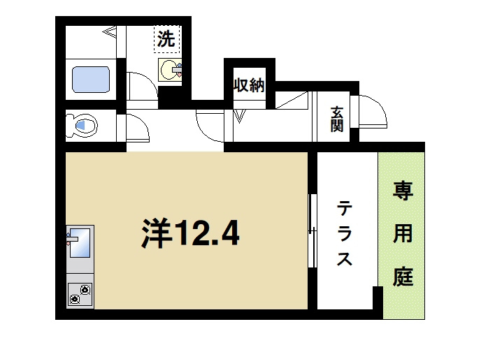 メゾンドココの間取り|一人暮らしにピッタリの広々とした間取りです