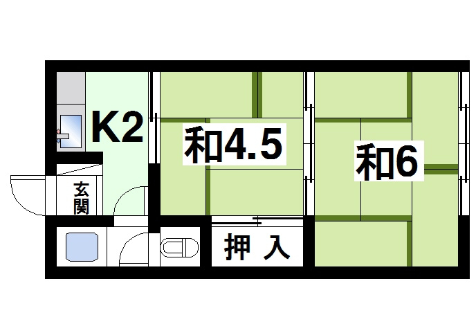 高雅苑の間取り|2Kの間取りになります