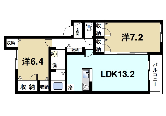 ハニー・コナの間取り|2LDKの間取り