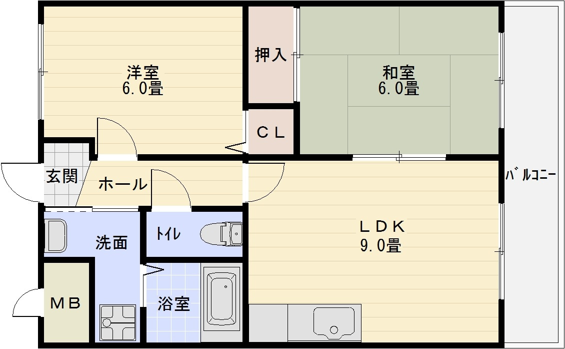 メゾン山下の間取り|柏原市　閑静な住宅街　2LDK