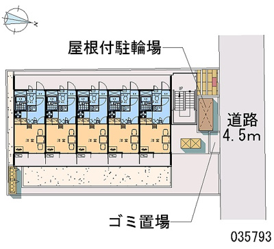 【区画図】 | ユズ | 敷地内に屋根付き駐輪場、ゴミ置き場があります