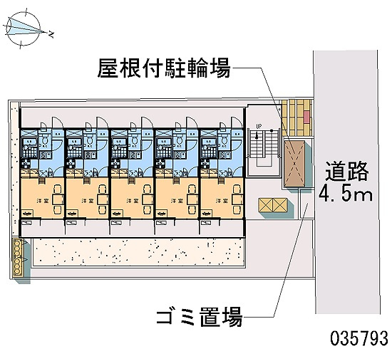 【区画図】 | ユズ | 敷地内に屋根付き駐輪場、ゴミ置き場があります