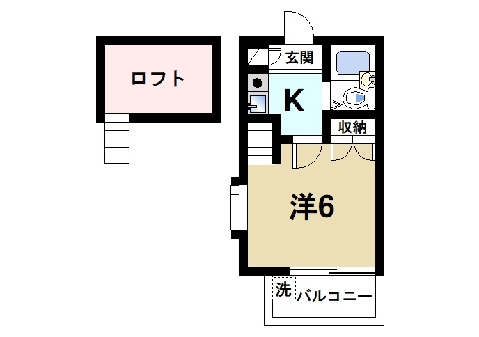 シティパレス新大宮P-5の間取り|初めての一人暮らしにぴったりな１Kタイプの間取りです。
