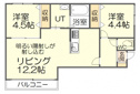 【間取り】 | 使い勝手の良い振分けタイプの２ＬＤＫ