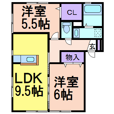 レジデンス・ノヴァＥの間取り|広々とした明るいリビング、洋室も二部屋付き、収納も多くあります★