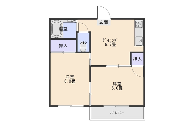 【間取り】 | コーポパークサイドC棟