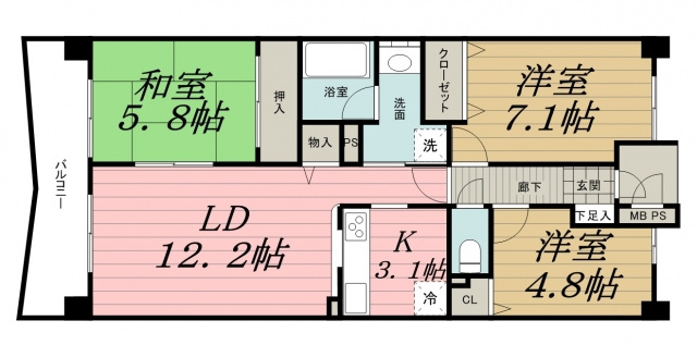ライオンズマンション千葉グランドタワーの間取り
